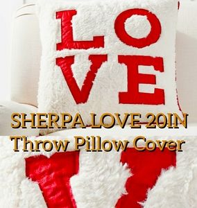 Sherpa Love Printed Text Pillow Covers
